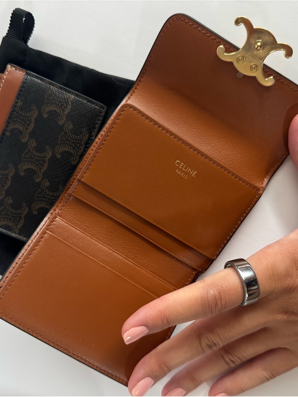 Celine Triomphe Canvas Compact Wallet with Coin - Picture 5 of 6